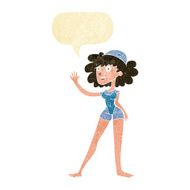 cartoon swimmer woman with speech bubble N2