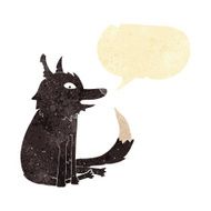 cartoon wolf sitting with speech bubble