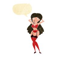 cartoon woman in lingerie with speech bubble N8