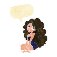 cartoon pretty woman with speech bubble N3