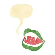 cartoon vampire lips with speech bubble