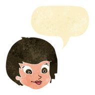 cartoon female face with speech bubble N5