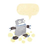 cartoon running robot with speech bubble N2