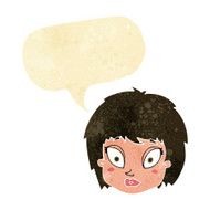 cartoon surprised female face with speech bubble N7