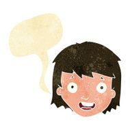 cartoon happy female face with speech bubble N21