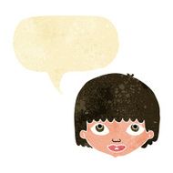 cartoon female face with speech bubble N6
