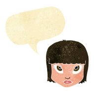 cartoon female face with speech bubble N7