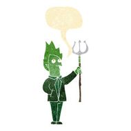 cartoon devil with pitchfork speech bubble