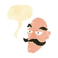 cartoon old man face with speech bubble