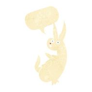 cue cartoon rabbit with speech bubble N2
