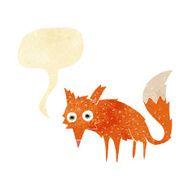 funny cartoon fox with speech bubble