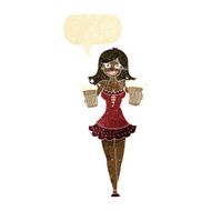 cartoon beer festival girl with speech bubble