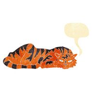 cartoon resting tiger with speech bubble N2