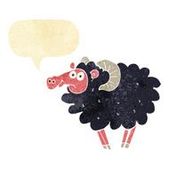 cartoon black sheep with speech bubble