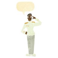 cartoon military man in dress uniform with speech bubble