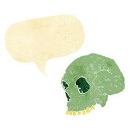 cartoon spooky skull with speech bubble N13