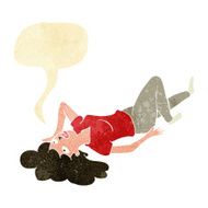 cartoon woman lying on floor with speech bubble N3