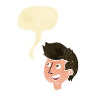 cartoon happy boy face with speech bubble