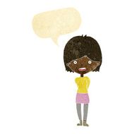 cartoon friendly woman with speech bubble N2