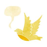 cartoon flying bird with speech bubble