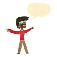 cartoon woman wearing glasses with speech bubble