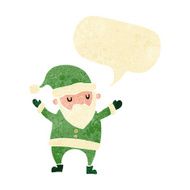 cartoon dancing santa with speech bubble