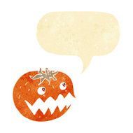 cartoon pumpkin with speech bubble N2