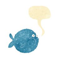 cartoon puffer fish with speech bubble N2