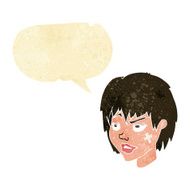 cartoon woman with plaster on face speech bubble