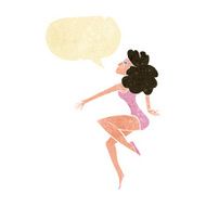 cartoon dancing woman with speech bubble N6