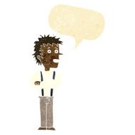 cartoon boy with folded arms speech bubble