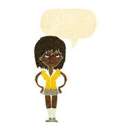 cartoon woman with hands on hips speech bubble N9