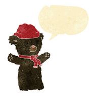 cartoon cute black bear with speech bubble N6