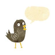 cartoon tweeting bird with speech bubble