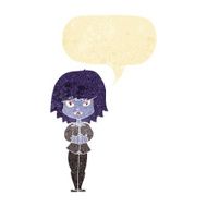 cartoon vampire woman with speech bubble