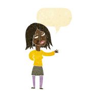 cartoon unhappy woman with speech bubble