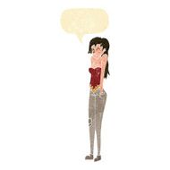 cartoon pretty woman shrugging shoulders with speech bubble N2
