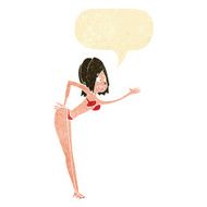 cartoon woman in bikini with speech bubble N5