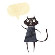 cute cartoon black cat waving with speech bubble N2