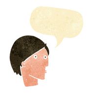 cartoon surprised face with speech bubble