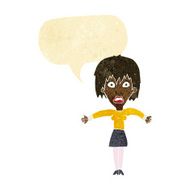 cartoon shocked woman with speech bubble N5