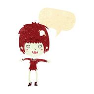 cartoon vampire girl with speech bubble N10