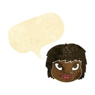 cartoon female face with speech bubble N8
