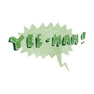 cartoon yeehah symbol with speech bubble