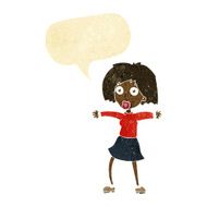 cartoon surprised woman with speech bubble N9