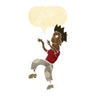 cartoon happy man doing funny dance with speech bubble N2