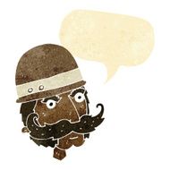 cartoon victorian big game hunter with speech bubble