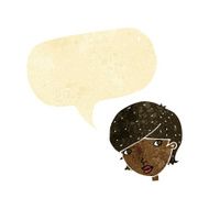 cartoon friendly woman with speech bubble N4