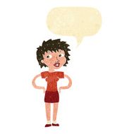 cartoon woman with hands on hips speech bubble N10