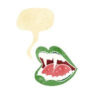 cartoon vampire mouth with speech bubble N4